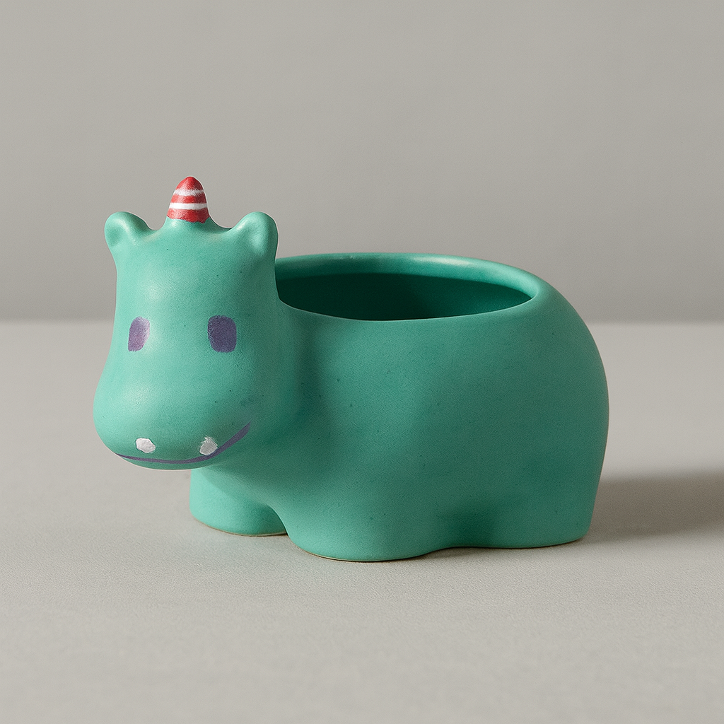 EVIQUE Beautiful Hippo Pot Showpiece for Home Decoration Ceramic Pots