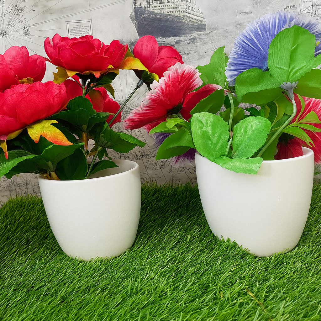White Plastic Plant Pot with self Watering Pot for Indoor