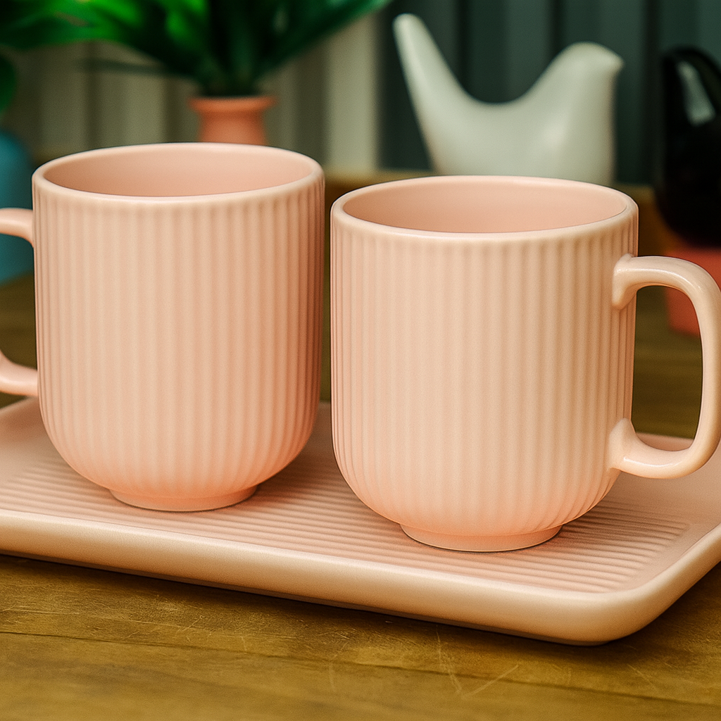 Handcrafted Ceramic Stripes Design Coffee Mugs