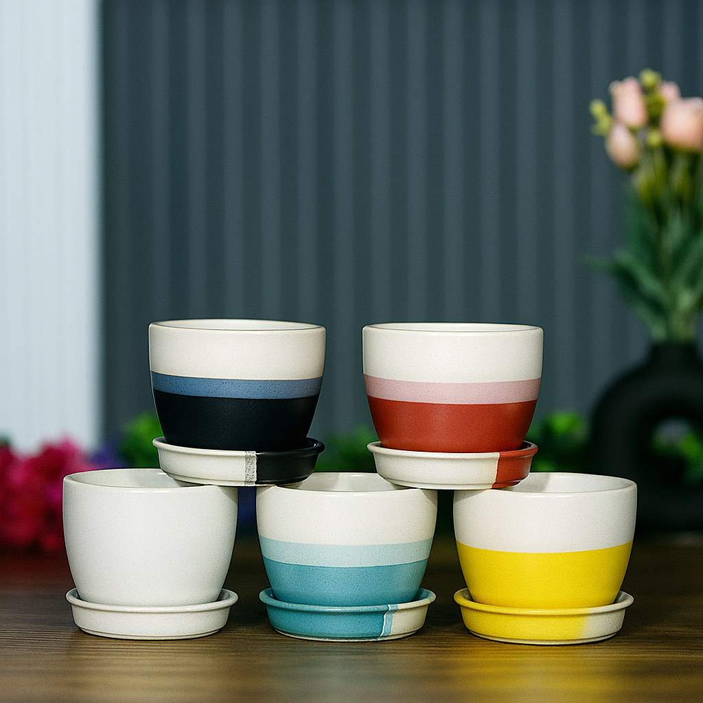 Cup Plate Ceramic Desk Planters