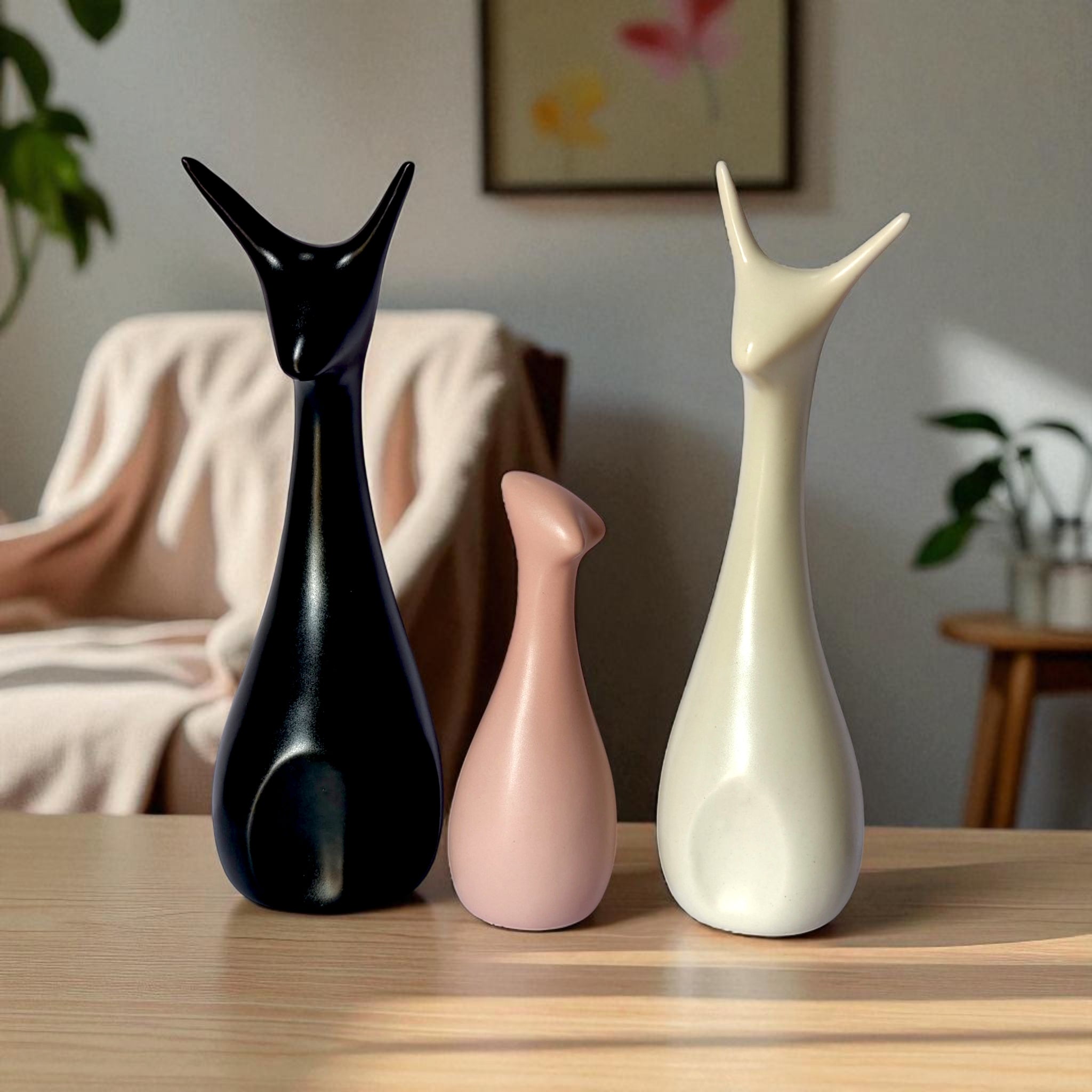 Deer Family Showpiece for Home Decor Chic Ceramic Decorative Ornament – Home & Office Table or Shelf Accent