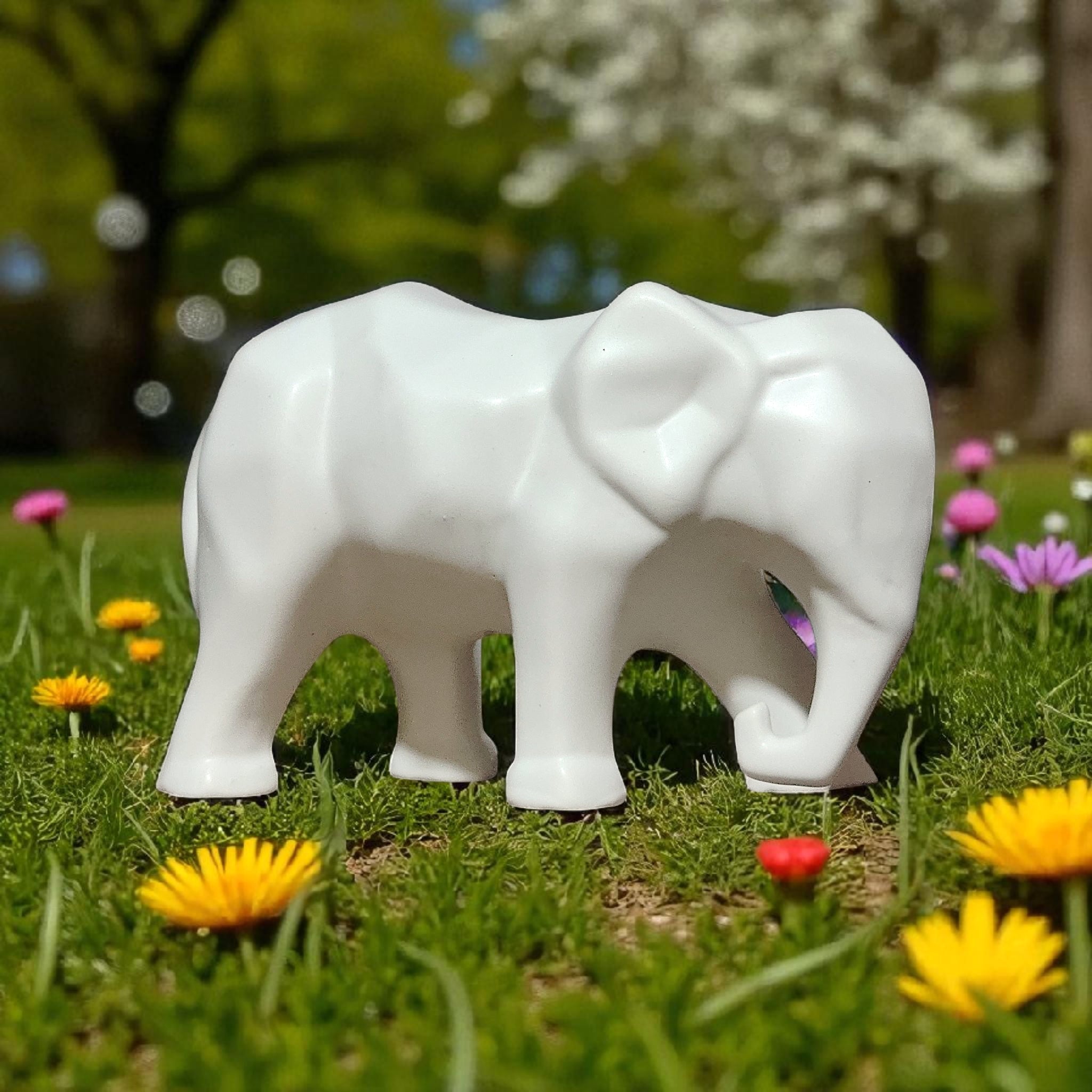 Sleek White Ceramic Elephant Stylish Ceramic Decorative Figurine – Perfect Centerpiece for Living Room, Bedroom & Office