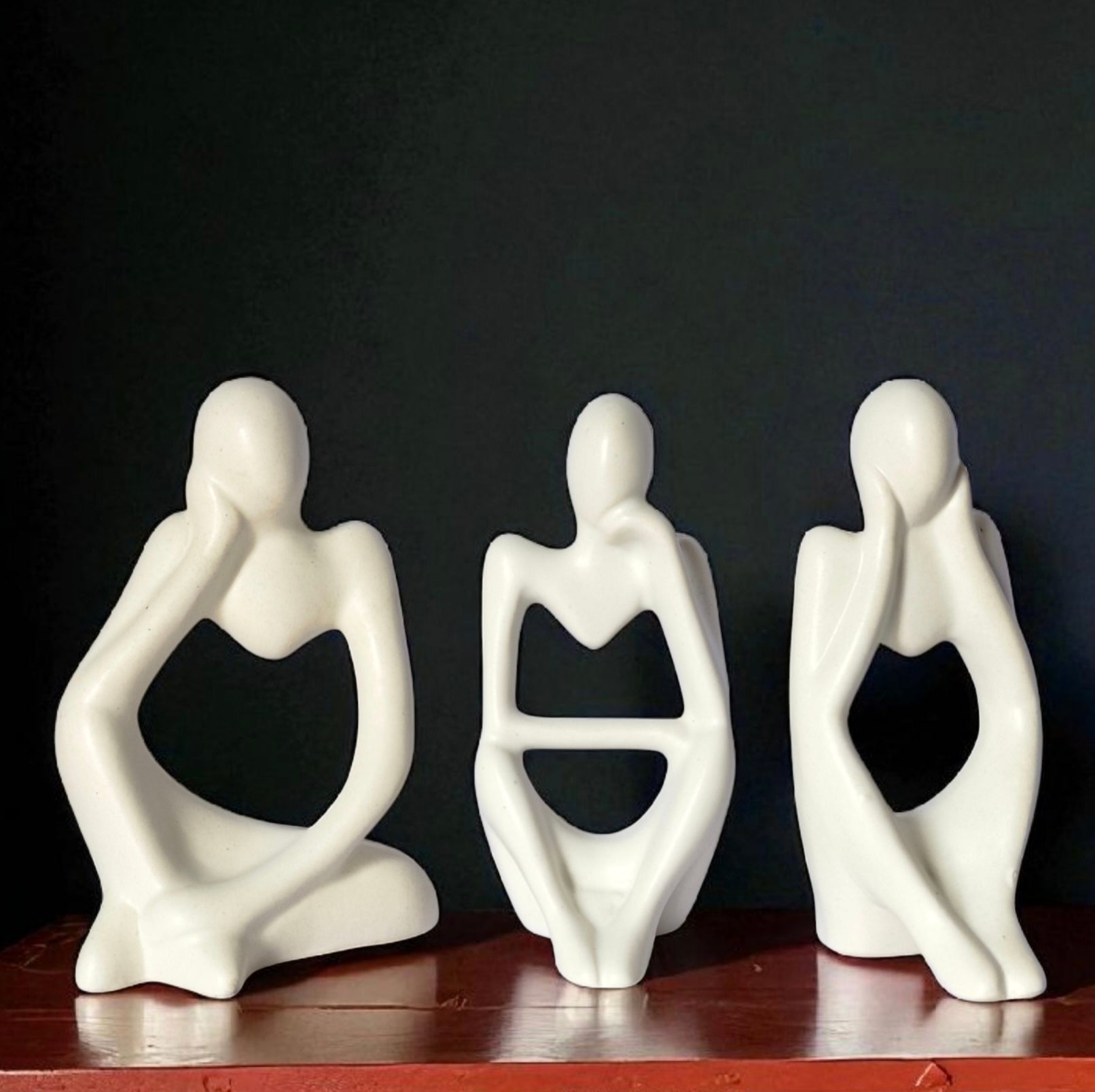 Ceramic Abstract Human Face Figurines Set of 3