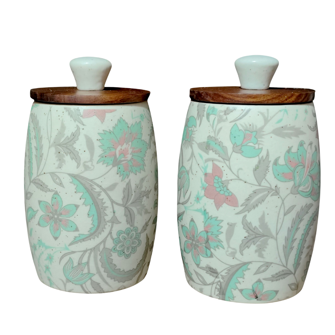 Ceramic Kitchen Storage Jar Set – Airtight Containers for Spices & Snacks ( Pack Of 2 )