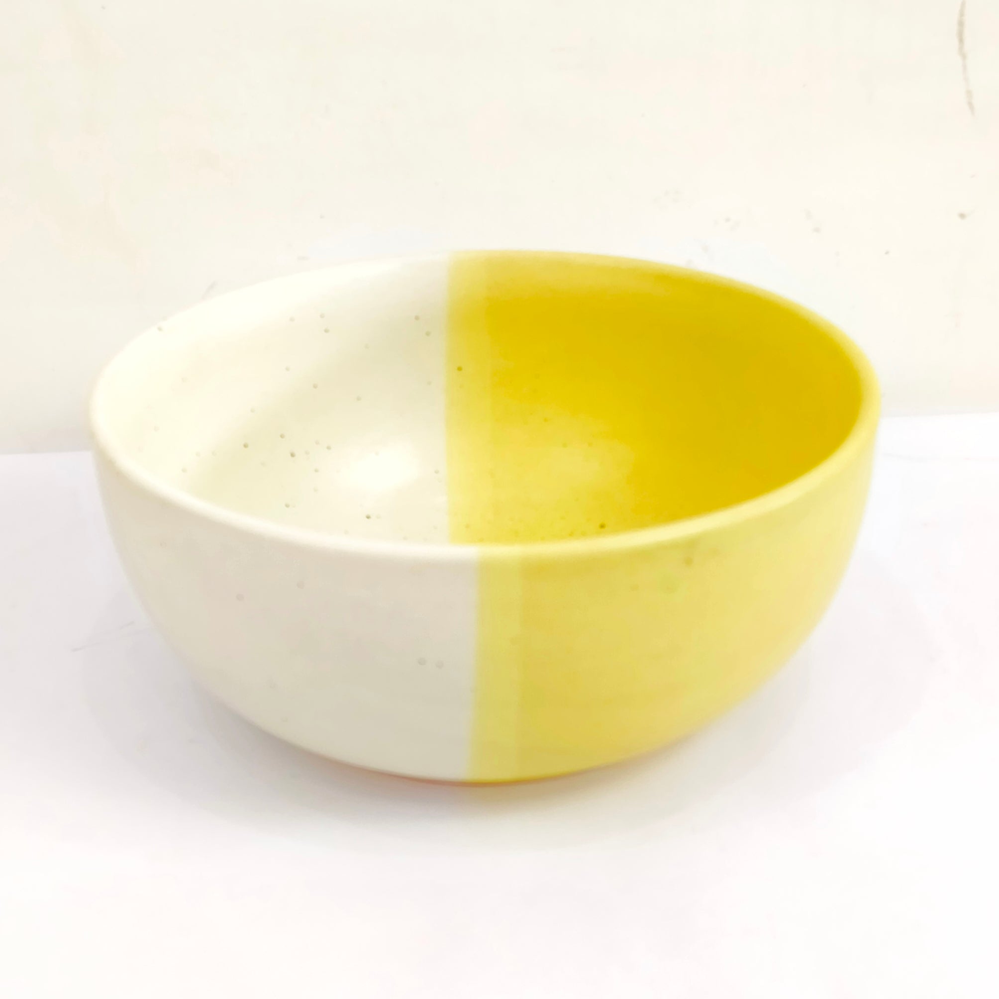 Yellow White Ceramic Bowl