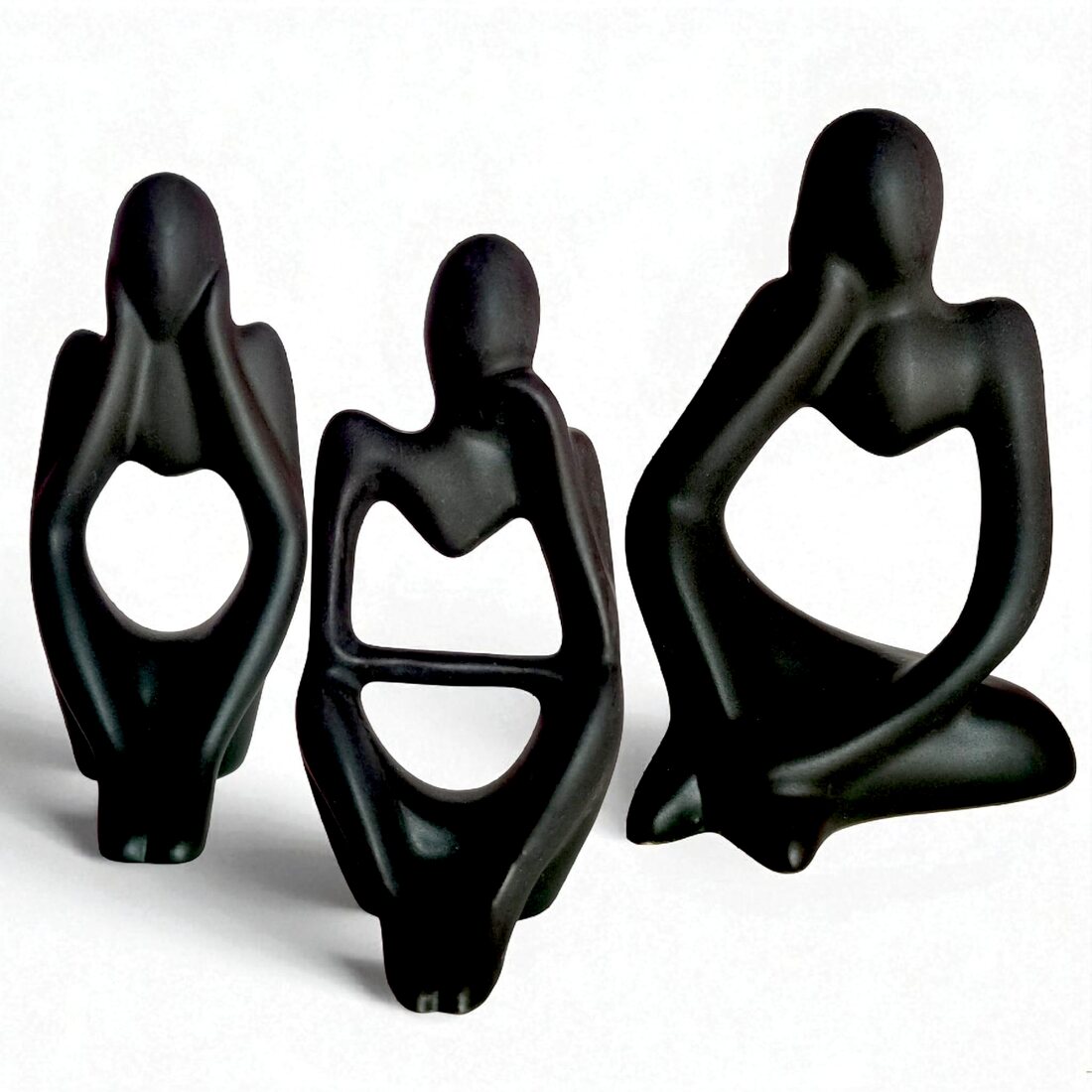 Ceramic Abstract Human Face Figurines Set of 3